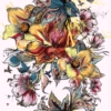 Kép 2/2 - Öntapadós tapéta - graffity jellegű színes virág minta