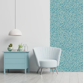 Öntapadós tapéta - fehér-türkiz virágmintás
